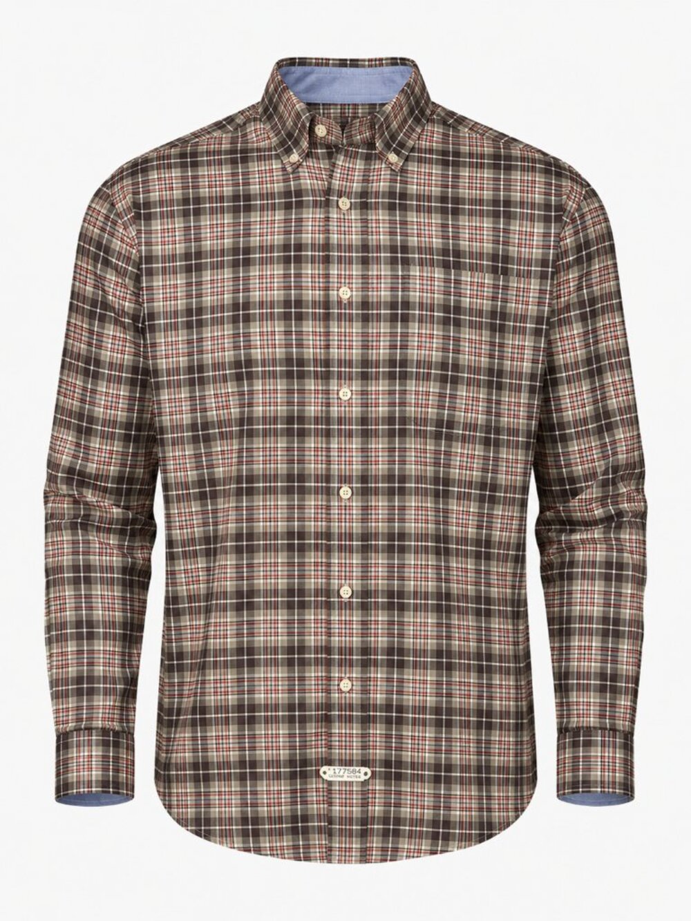 J Mclaughlin Shirt Flip Cuff Plaid Brown Tan Orange Versatile Men's Sz XL Dress